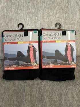 Cuddl Duds 197117502166 2 New Climateright Womens Plush Warmth Leggings Size Xl Black