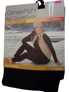 Cuddl Duds 197117502203 Climate Right Black Stretch Fleece Leggings Womens Size Xs Nip