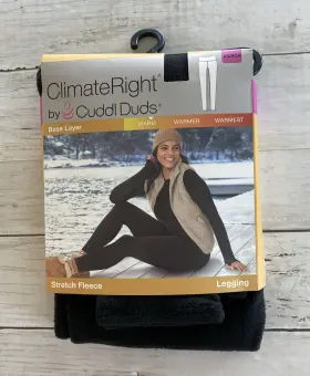 Cuddl Duds 197117502234 Climate Right By Womens Stretch Fleece Leggings Black Size Xs 2-4