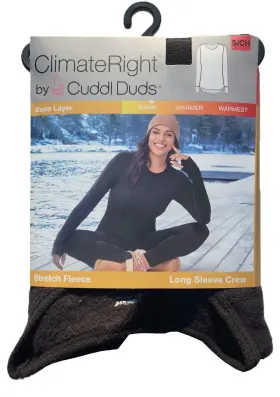 Cuddl Duds 197117502296 Climateright By Women Stretch Fleece Base Layer Crew Top - Size S