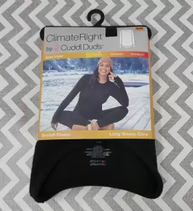 Cuddl Duds 197117502302 Climate Right Long Sleeve Crew Neck Shirt Stretch Fleece Black Medium