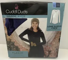 Cuddl Duds 197117502319 Climate Right Womens Stretch Fleece Long Sleeve Crew Purple Large
