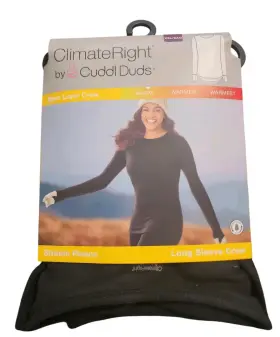 Cuddl Duds 197117502333 Climate Right Women S Long Sleeve Crew Stretch Fleece Shirt Black Xxl