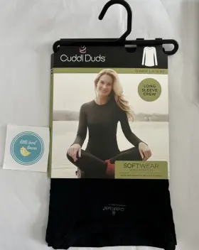 Cuddl Duds 198110168571 Womens Top Medium Long Sleeve Crew Black Softwear Stretch New 3 Avail