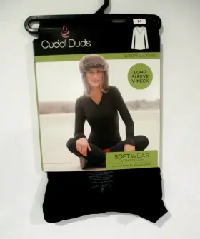Cuddl Duds 198110170178 Womens Softwear Stretch Long Sleeve V-neck Top Size Medium 8/10 Black