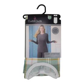 Cuddl Duds 198110174107 Womens Long Sleeve Crew Cozy Stretch Thermal Small Plaid Green