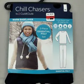 Cuddl Duds 198110217132 Chill Chasers Warm Baselayer Girls Childrens L/s Shirt Pant Set - M