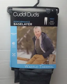 Cuddl Duds 198110233651 Performance Baselayer Gray Breathable Waffle Thermal Pants Mens L