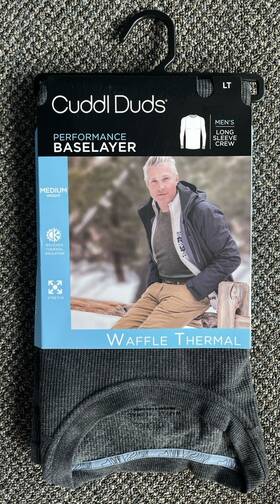Cuddl Duds 198110338226 Mens Performance Base Layer Crew Size L Tall Gray Waffle Thermal
