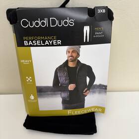 Cuddl Duds 198110345750 New Black Fleecewear Performance Base Layer Pants Mens Size 3xb 3x