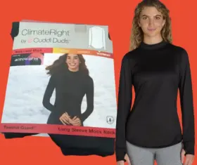 Cuddl Duds 198110407076 Lot Of 2 Climateright By Womens Xs 2-4 Thermal Guard Mock Neck Top