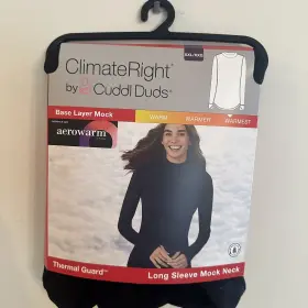 Cuddl Duds 198110407144 Climate Right Womens Xxl Black Thermal Guard Long Sleeve Mockneck New