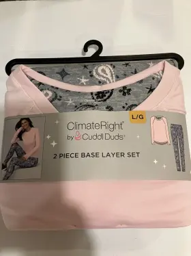 Cuddl Duds 198110457903 Climateright By Women S 2-piece Base Layer Top And Legging Set Size L