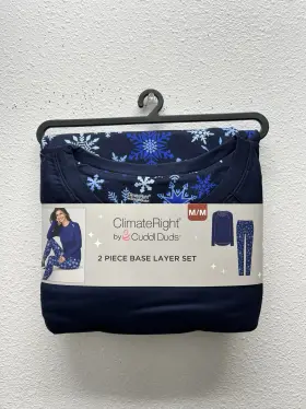 Cuddl Duds 198110457958 2-piece Climateright By Women S M Base Layer Top Legging Set Blue