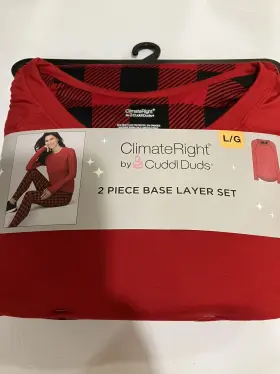 Cuddl Duds 198110458085 Climateright By Women S 2-piece Base Layer Top And Legging Set Size L