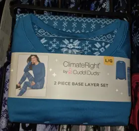 Cuddl Duds 198110458207 Climateright By Women S 2-piece Base Layer Top And Legging Set Sz L/g