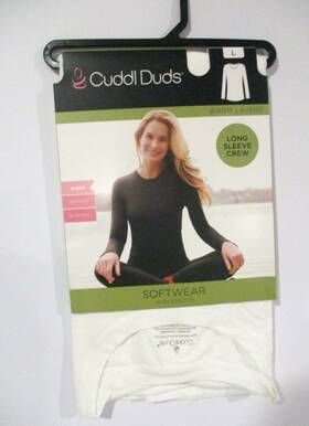 Cuddl Duds 199024102330 Womens Softwear Stretch Long Sleeve Crew Top Size Large 14-16 Ivory