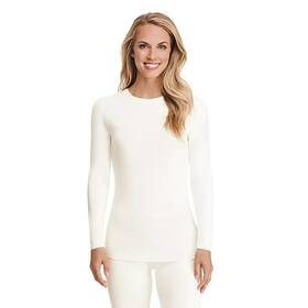 Cuddl Duds 199024102347 One Womens Top Xl Ivory Long Sleeve Crew Knit Modal Spandex New