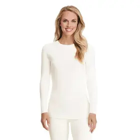 Cuddl Duds 199024102347 One Womens Top Xl Ivory Long Sleeve Crew Knit Modal Spandex New