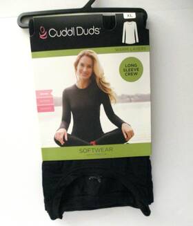 Cuddl Duds 199024102446 Womens Softwear Stretch Long Sleeve Crew Top Xl 18-20 Black