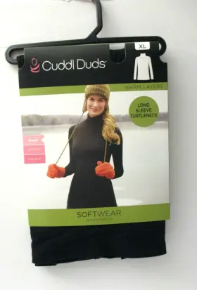 Cuddl Duds 199024106345 Womens Softwear Stretch Long Sleeve Turtleneck Top Xl 18-20 Black