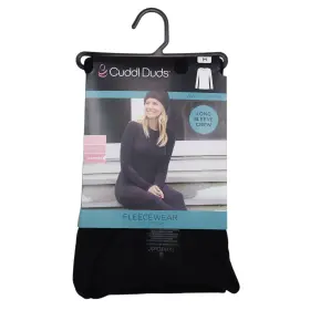 Cuddl Duds 199024110724 Fleecewear Long Sleeve Crew Medium With Stretch Warm Layers Black