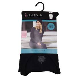 Cuddl Duds 199024110731 Fleecewear Long Sleeve Crew Large With Stretch Warm Layers Black