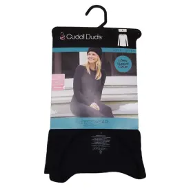 Cuddl Duds 199024110731 Fleecewear Long Sleeve Crew Large With Stretch Warm Layers Black