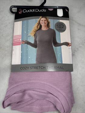 Cuddl Duds 199024116580 Base Layers Cozy Stretch Thermal Long Sleeve Crew Mauve Pink Sz S