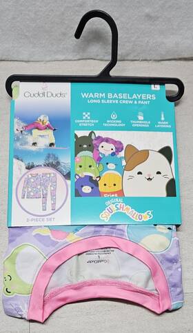 Cuddl Duds 199024200180 Squishmallows 2-piece Warm Baselayers Set Girlsft Size L 10-12 /new
