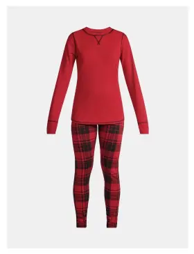Cuddl Duds 199024236271 2-piece Climateright Women S Xl Base Layer Top Leggings Set Red Plaid