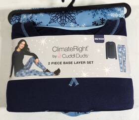 Cuddl Duds 199024236295 2-piece Climateright By Women S Xs Base Layer Top Legging Blue