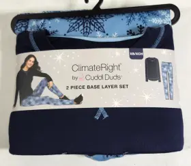 Cuddl Duds 199024236295 2-piece Climateright By Women S Xs Base Layer Top Legging Blue