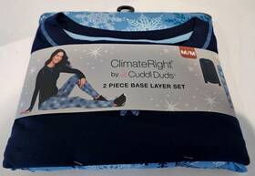 Cuddl Duds 199024236325 Climateright Womens Sz M 2 Piece Base Layer Set Blue Snowflake Nwt