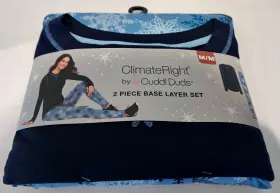 Cuddl Duds 199024236325 Climateright Womens Sz M 2 Piece Base Layer Set Blue Snowflake Nwt