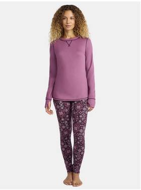 Cuddl Duds 199024236417 2-piece Climateright Women S Xs Base Layer Top Leggings Set Purple
