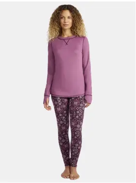 Cuddl Duds 199024236448 2-piece Climateright Women S L Base Layer Top Leggings Set Purple