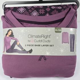 Cuddl Duds 199024236455 New Purple 2 Piece Climateright By Women S Base Top And Legging Set Xl
