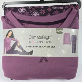 Cuddl Duds 199024236455 New Purple 2 Piece Climateright By Women S Base Top And Legging Set Xl