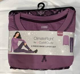 Cuddl Duds 199024236462 New Purple 2 Piece Climateright By Women S Base Top And Legging Set Xxl