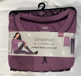 Cuddl Duds 199024236462 New Purple 2 Piece Climateright By Women S Base Top And Legging Set Xxl