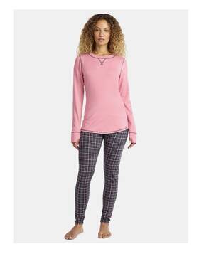 Cuddl Duds 199024236578 2-piece Climateright Women S Xl Base Layer Top Leggings Grey Tartan