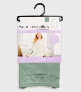 Cuddl Duds 199024310230 Warm Essentials By Womens Cozy Pointelle Top Soft Olive Xl Long Slee
