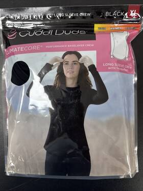 Cuddl Duds 199024339996 Cuddle Long Sleeve Crew With Thumb Holes Black Xl Nwt