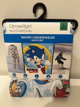 Cuddl Duds 199024419704 Climate Right Boy S Sonic The Hedgehog Sz L New
