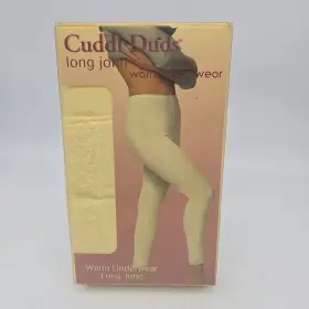 264765 Cuddl Duds Vtg Long John Pants Underwear Bottoms Womens 1x Warm White Johns