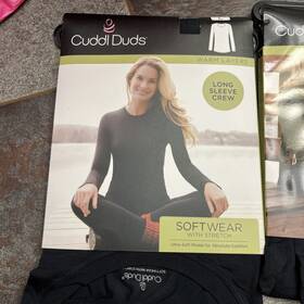 Cuddl Duds 34451 Long Sleeve And Leggings Large Black Warm Layers Softwear W Stretch Nwt