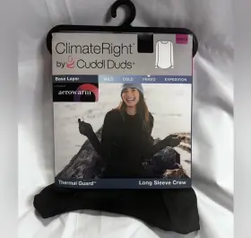 34452-nwt Cuddl Duds Climate Right By Cuddlduds Womens Xs Long Sleeve Crew With Thermal Guard Nwt