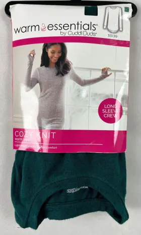 Cuddl Duds 490220702547 Womens Shirt Size Small Cozy Knit Crew Warm Essentials Evergreen A25