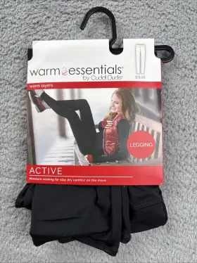Cuddl Duds 490220705272 Warm Essentials By Womens Active Thermal Leggings - Black Size L